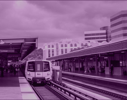 Train on station in Contra Costa Center